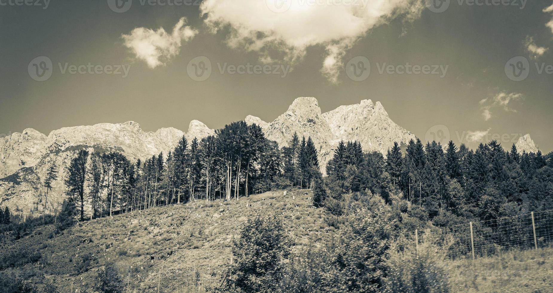geweldig bebost berg en alpine panorama van fritzerkogel in Oostenrijk. foto