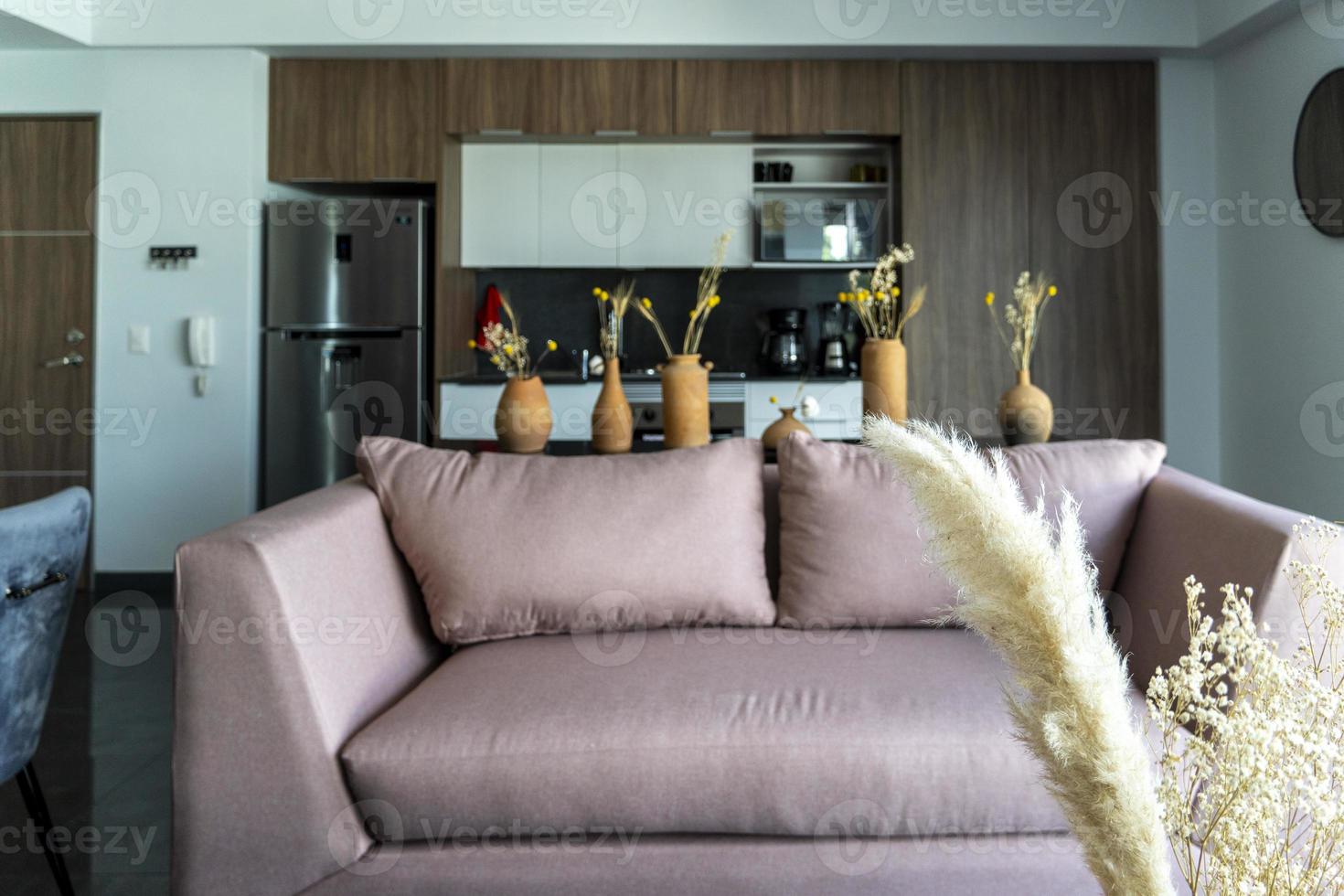 mooi kamer met terracotta gekleurde meubilair, modern en elegant ontwerp foto