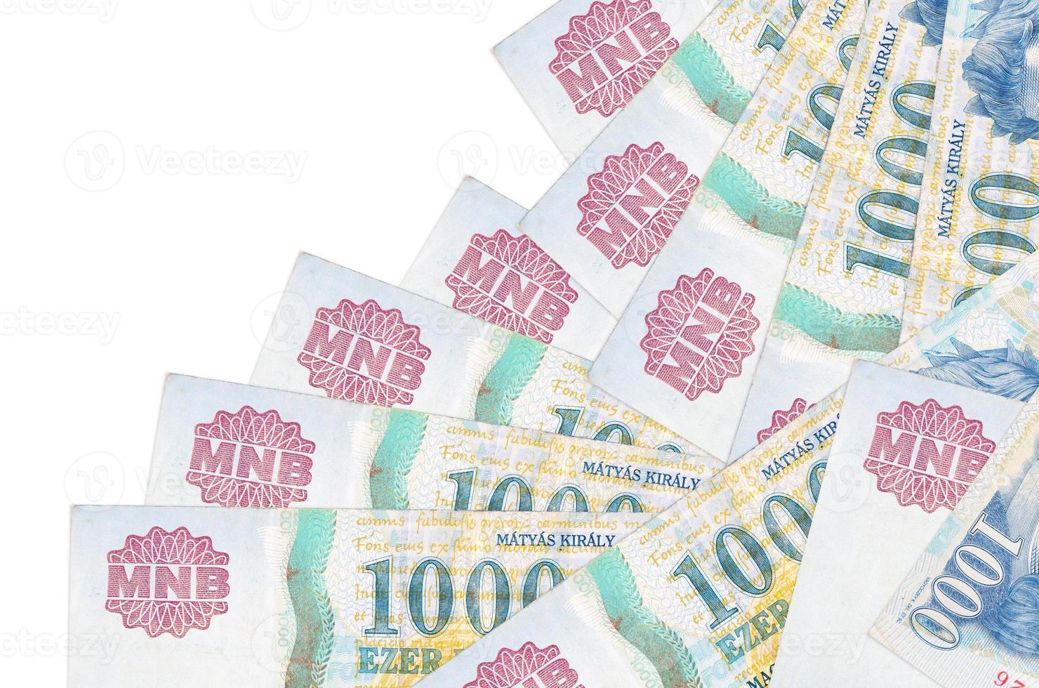 1000 Hongaars forint rekeningen leugens in verschillend bestellen geïsoleerd Aan wit. lokaal bank of geld maken concept foto