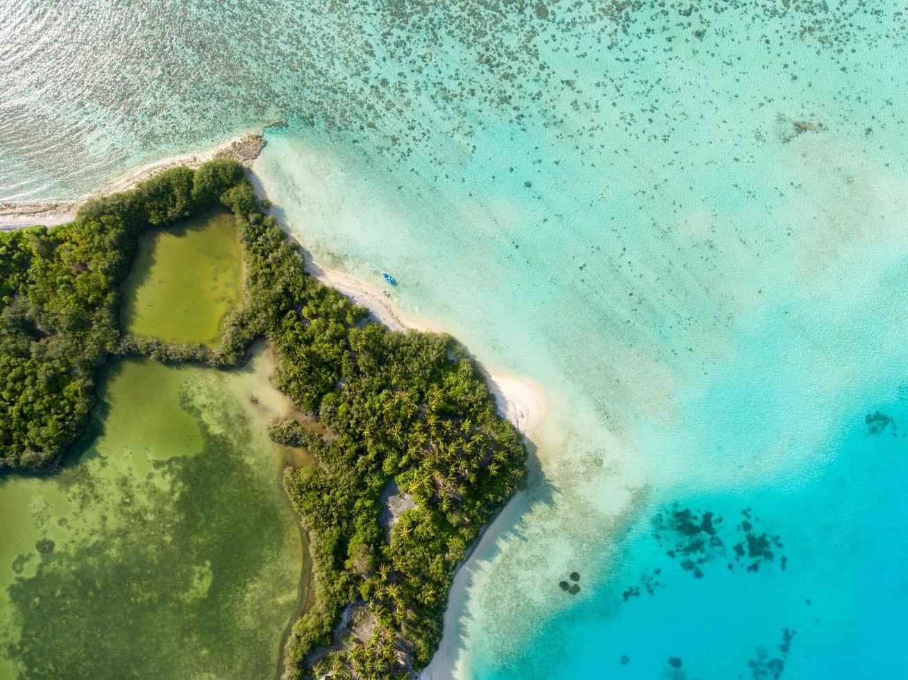 luchtfoto van een groen eiland foto