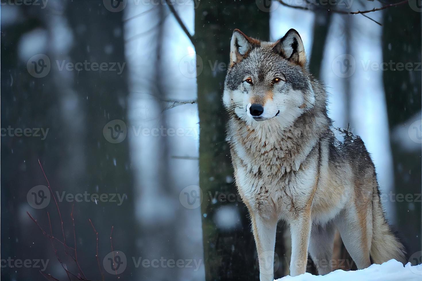 Euraziatisch wolf in wit winter leefgebied mooi winter Woud foto