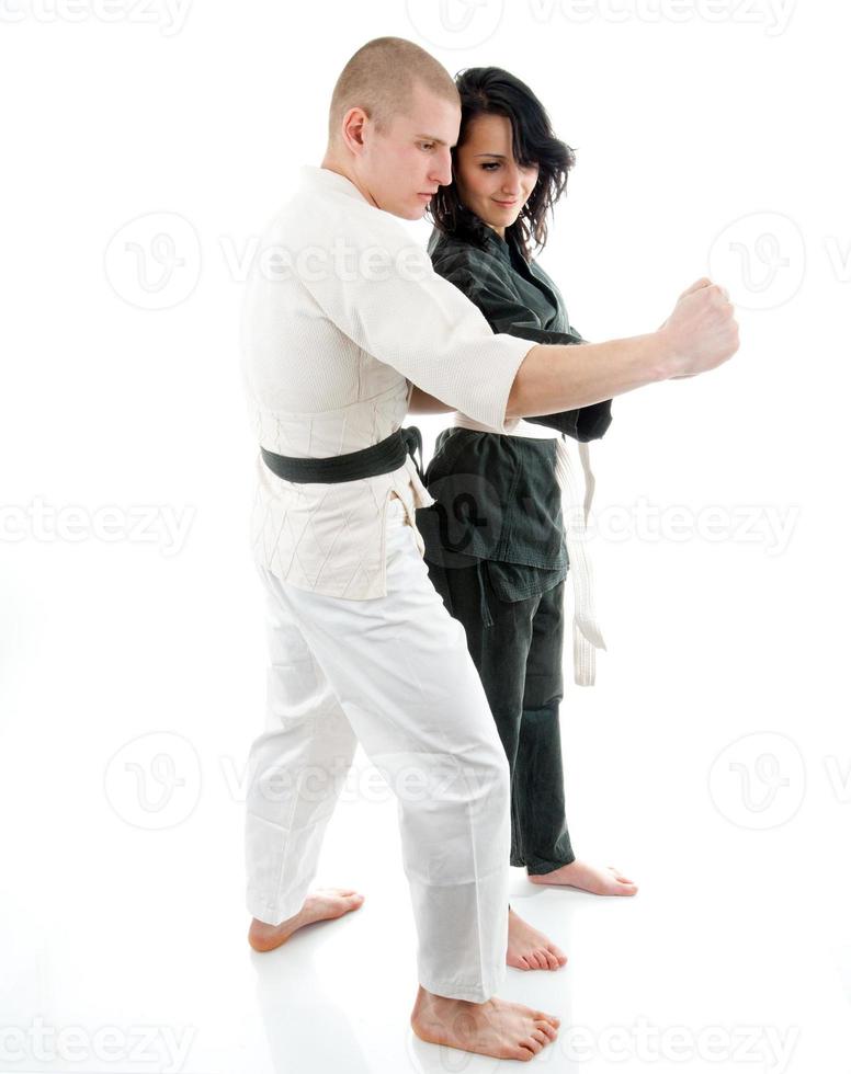 karate. Mens in een kimono foto