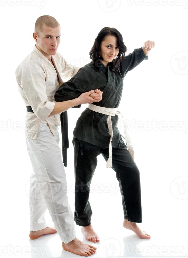 karate. Mens in een kimono foto