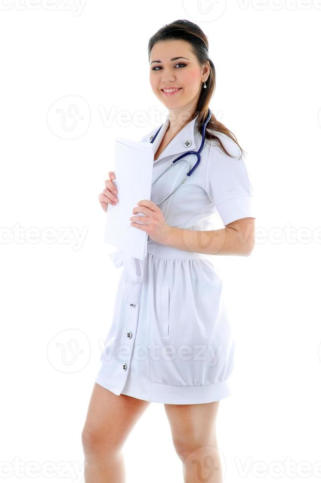 de dokter Aan een wit achtergrond foto