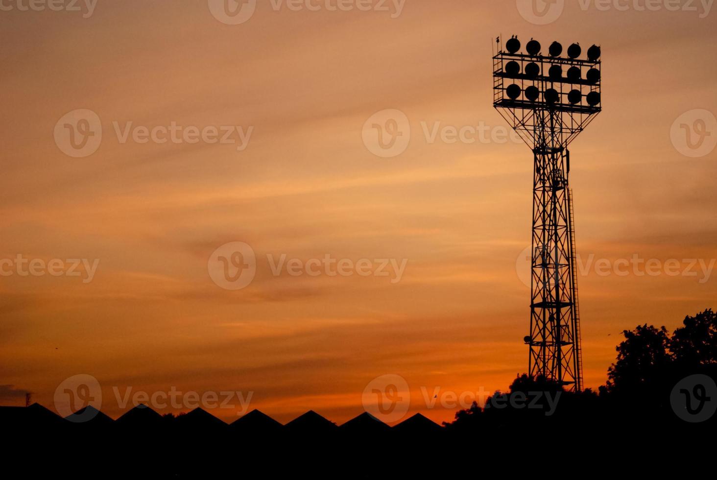 stadion Aan zonsondergang foto