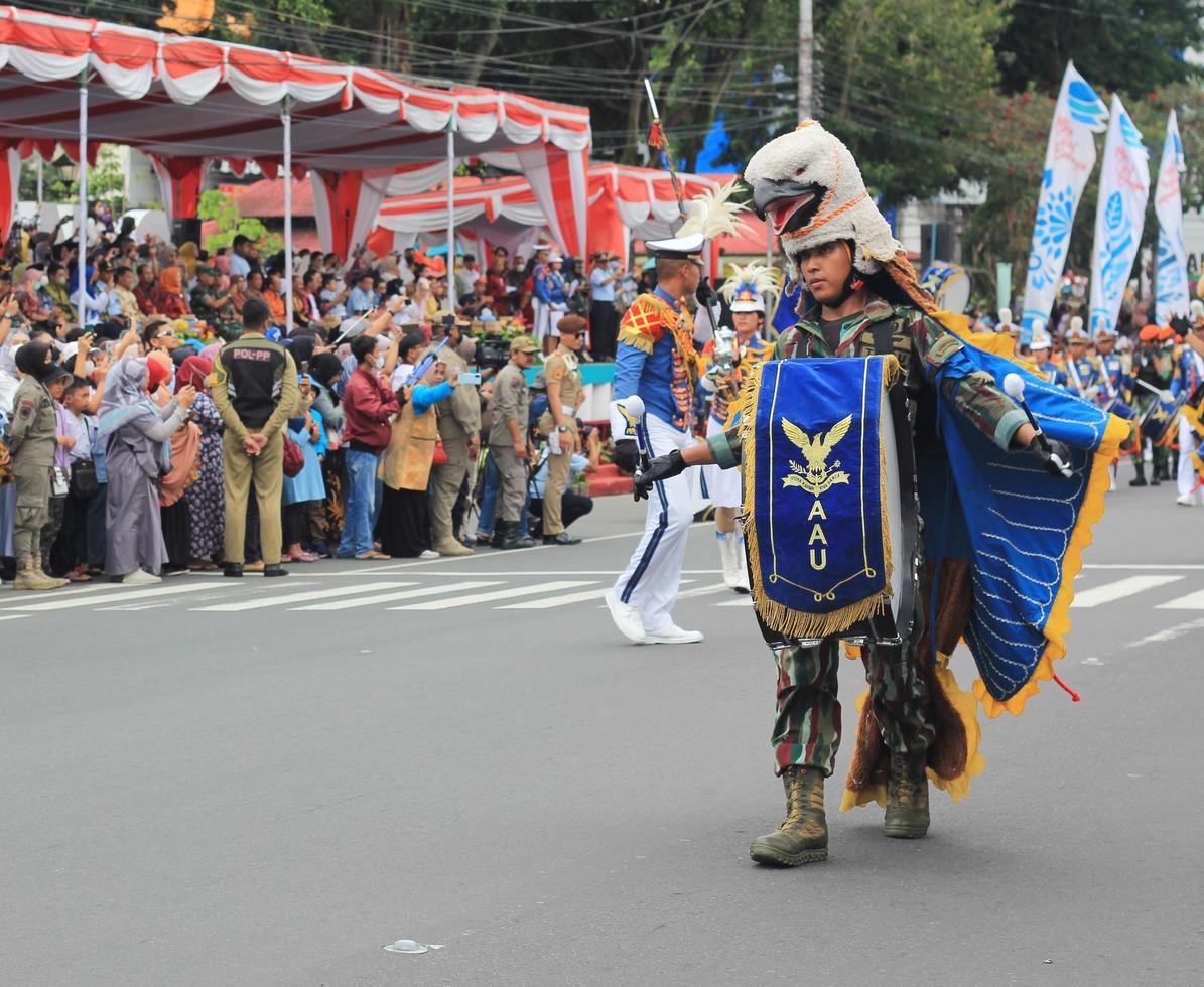 magelang stad, Indonesië, 2020, het marcheren band van Indonesisch leger lucht kracht. foto