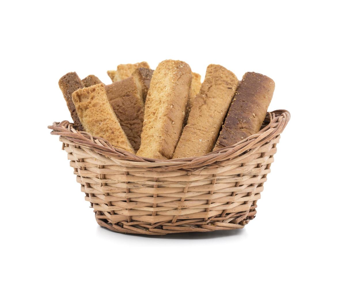 toast stick snacks in een mand foto