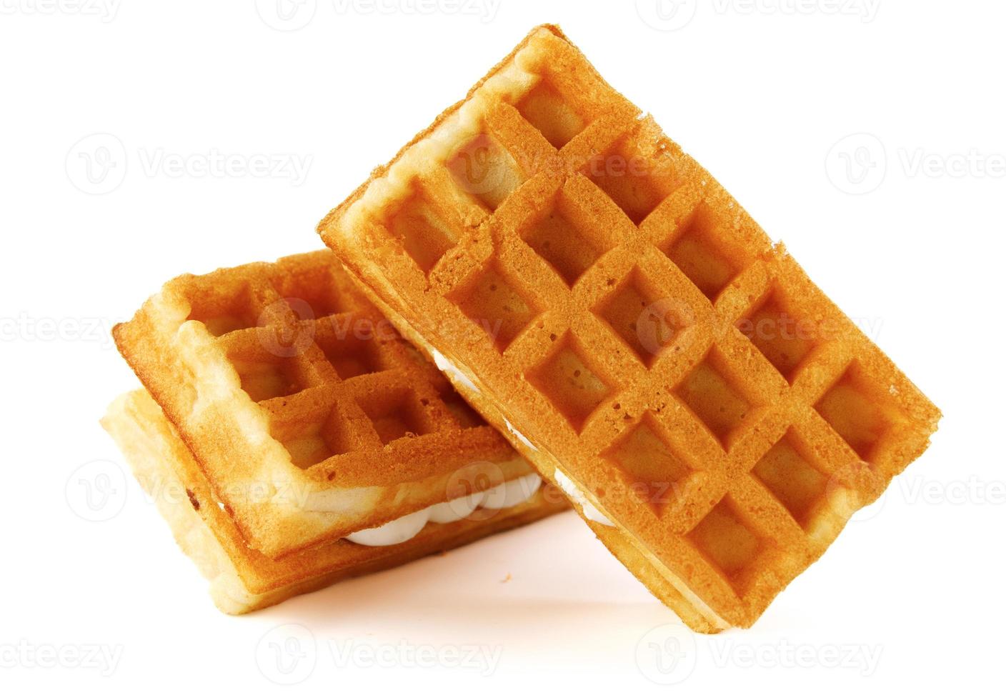 weens wafels met room geïsoleerd Aan wit achtergrond. foto