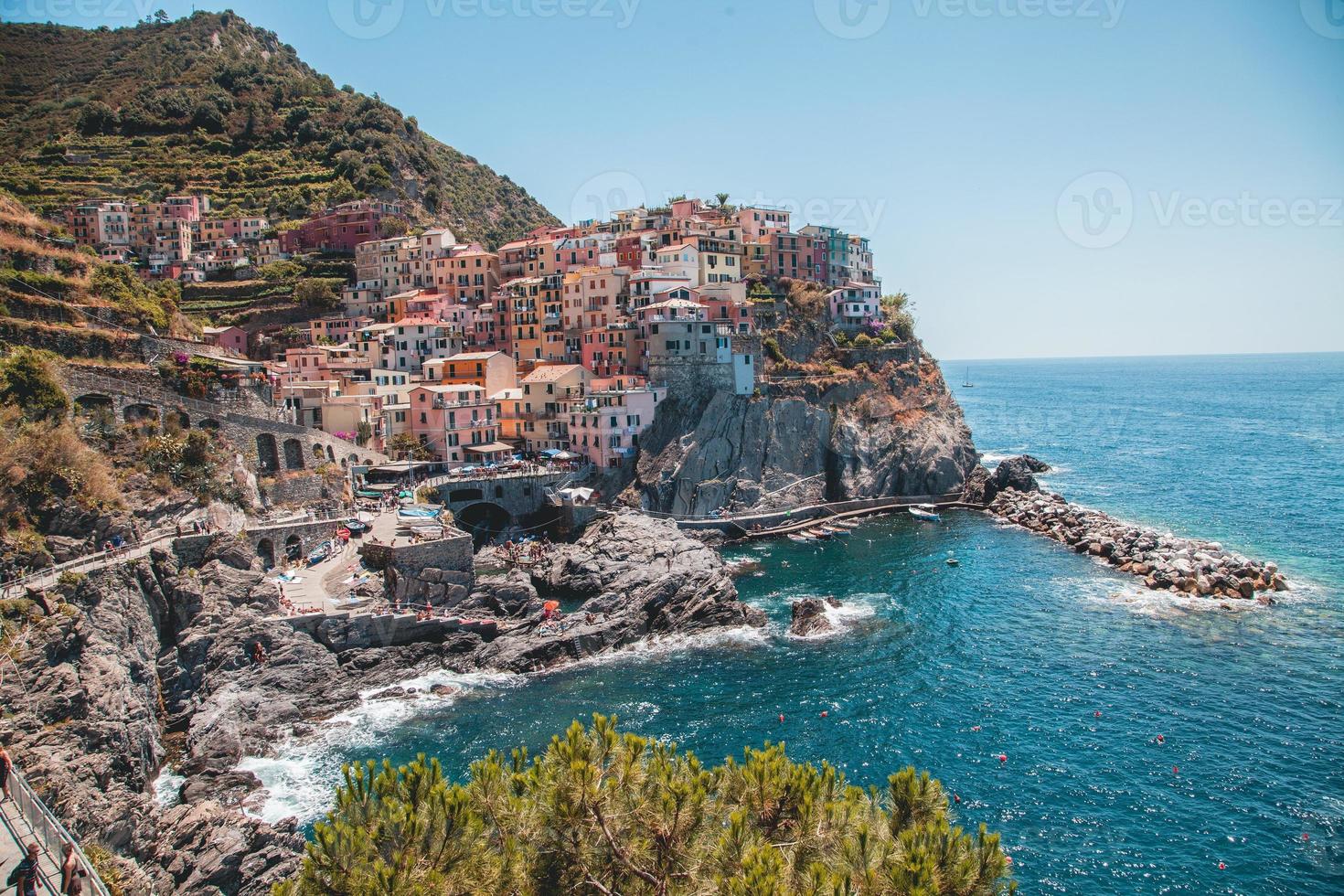 keer bekeken van manarola in cinque terrein, Italië foto