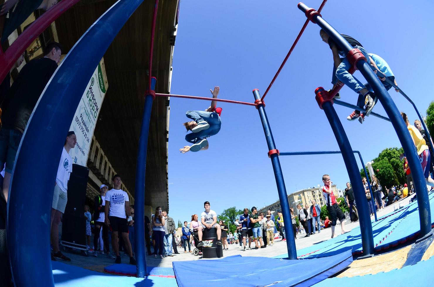 Charkov, Oekraïne - 27 kunnen, 2018 straat training tonen gedurende de jaar- festival van straat culturen foto