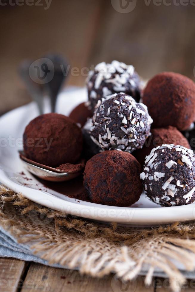 gezond chocola truffels foto