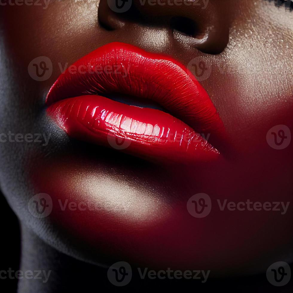 mooi, sexy vrouw lippen met rood lippenstift kant foto