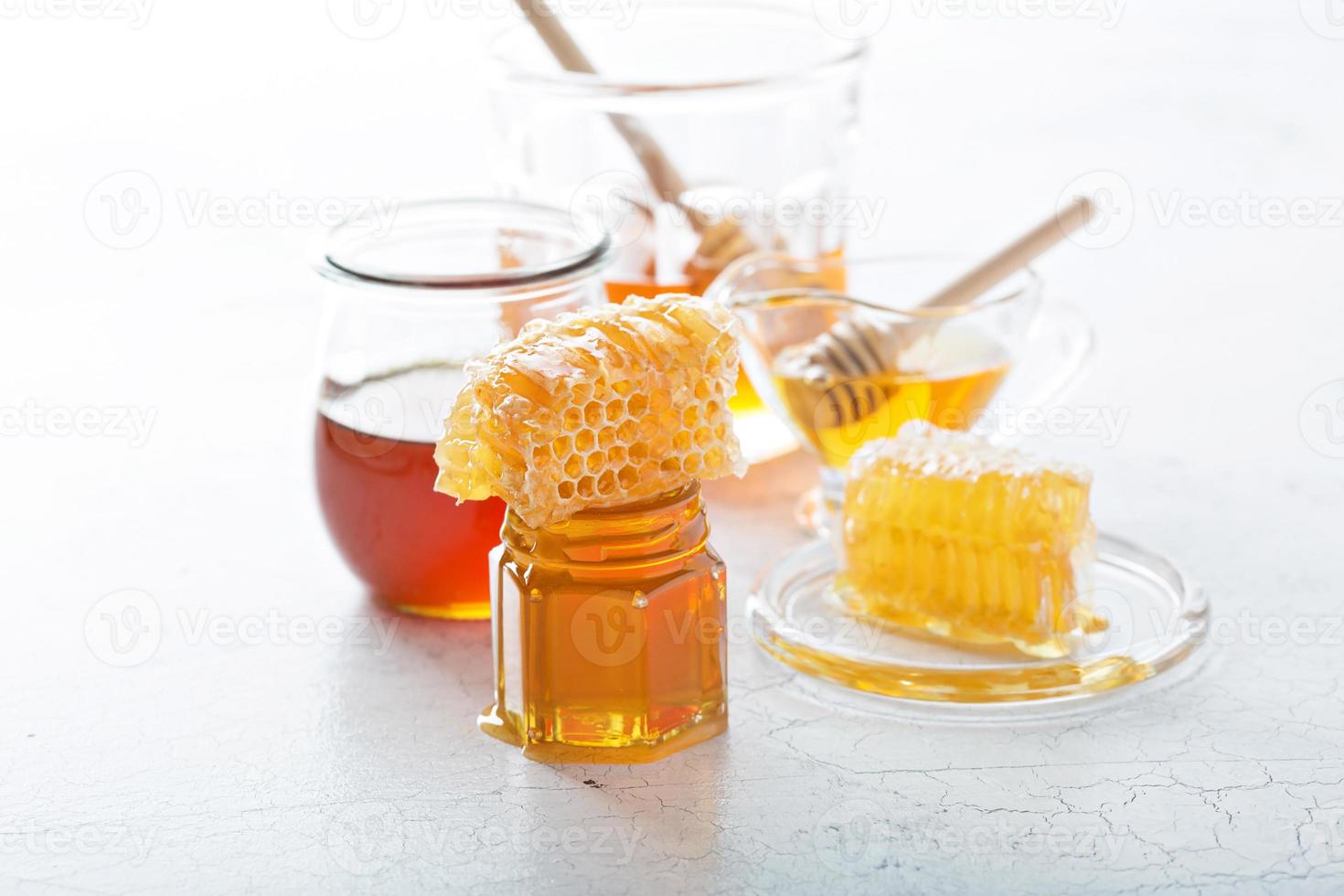 divers types van honing en honingraat foto