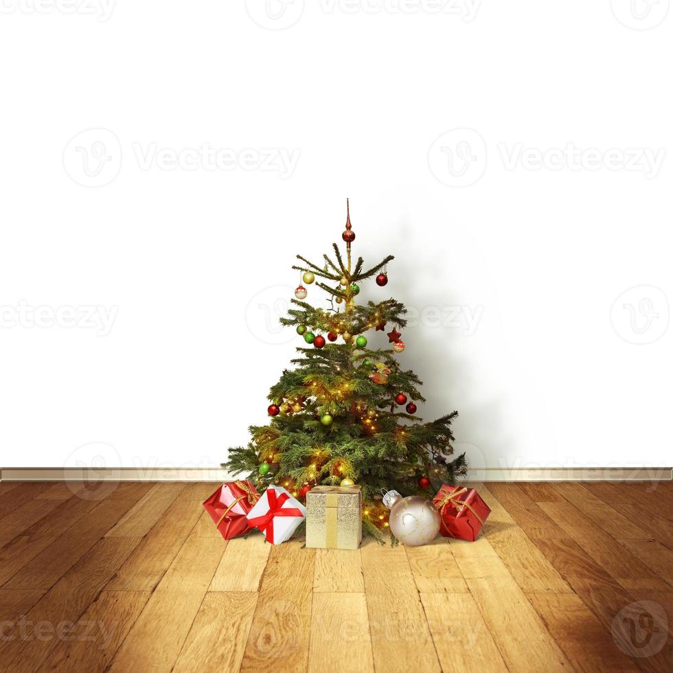 winter achtergrond ontwerpconcept met kerstboom foto