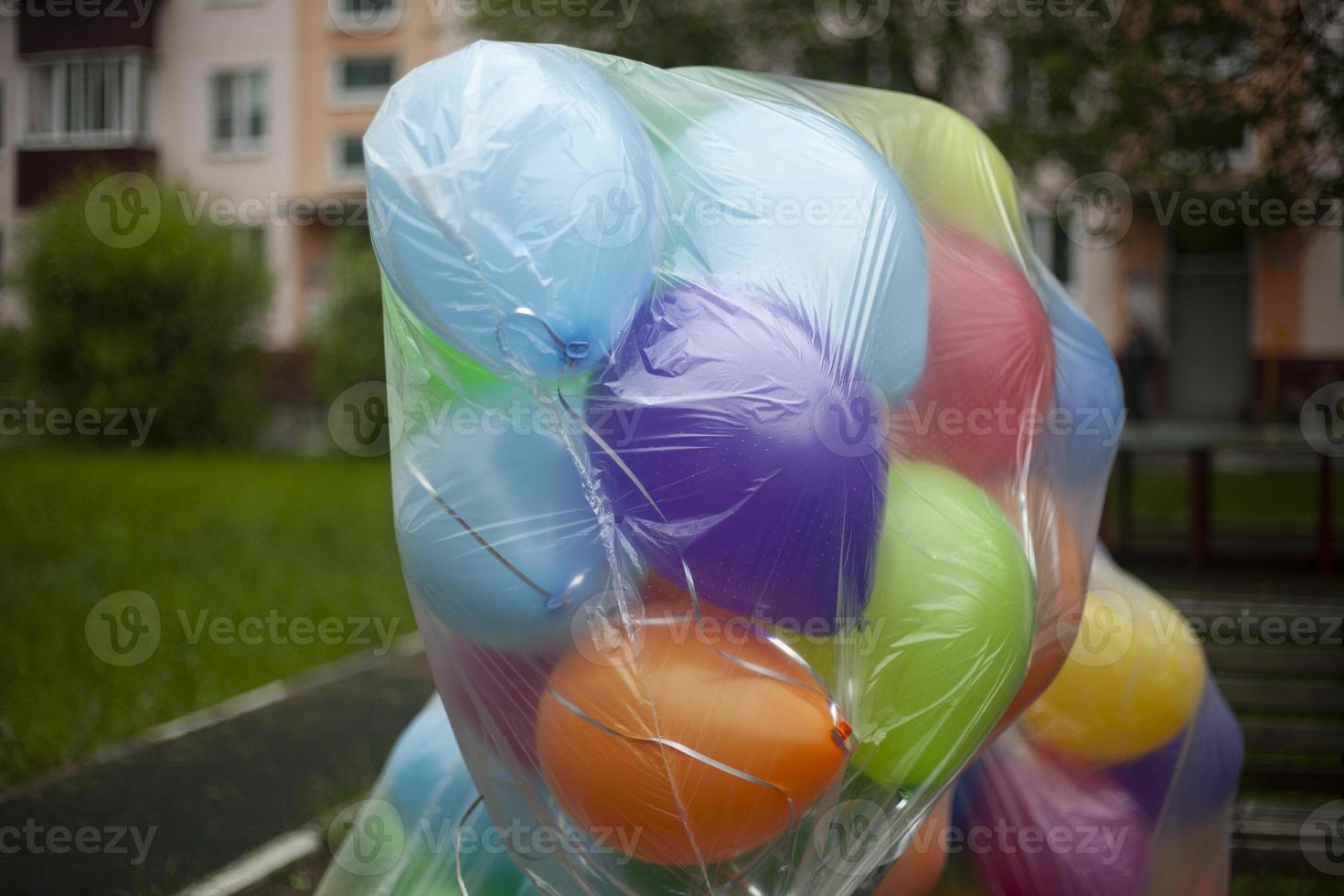 ballonnen in pakket. details van vakantie. ballonnen voor kinderen met helium. foto
