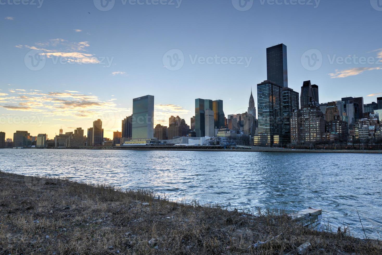 visie van Manhattan van roosevelt eiland foto