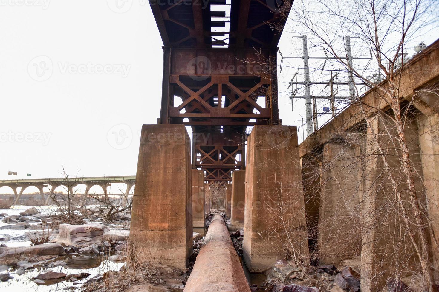 de pijpleiding loopbrug over- de James rivier- in richmond, Virginia. foto