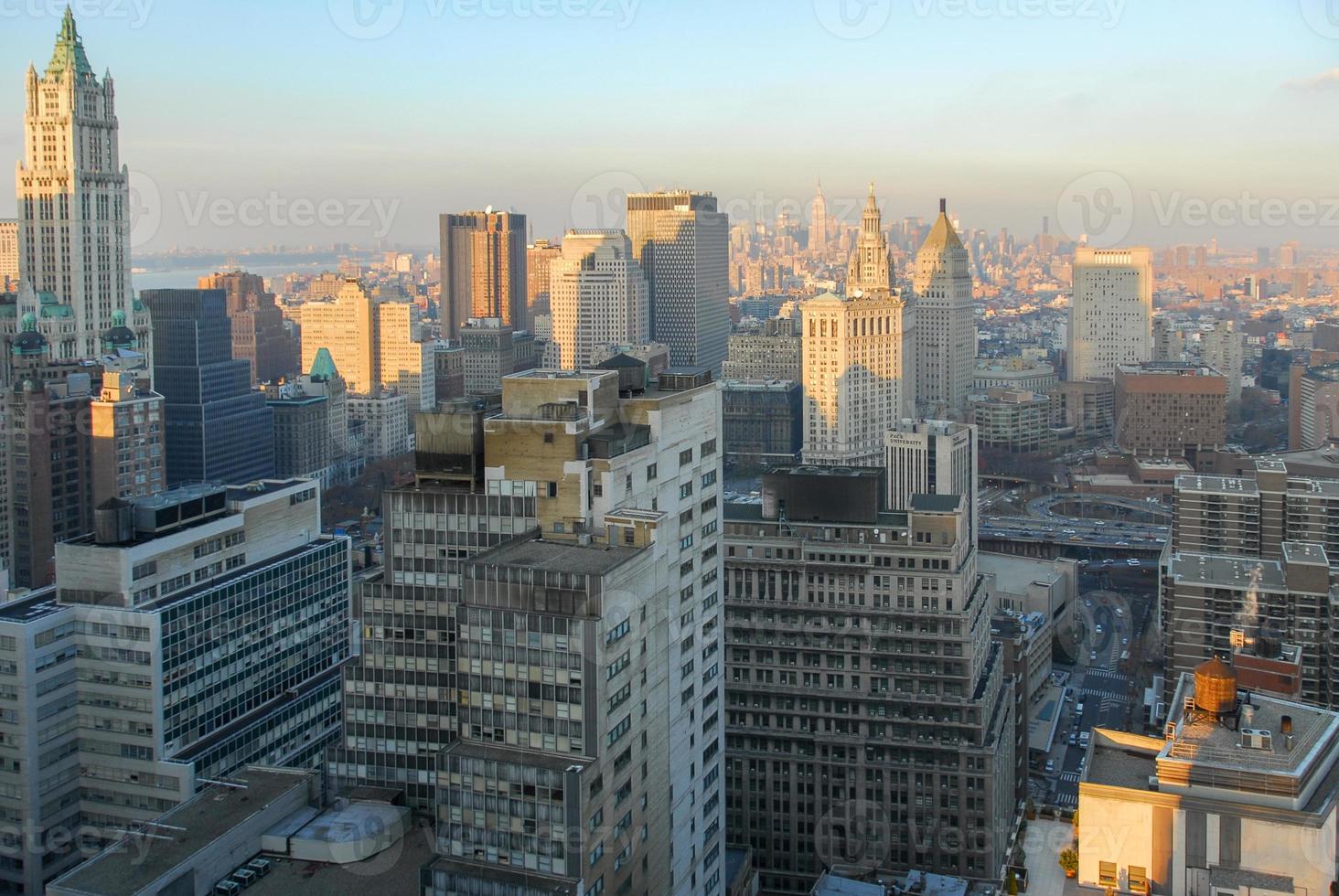 nieuw york stad horizon van downtown Manhattan in de financieel wijk. foto