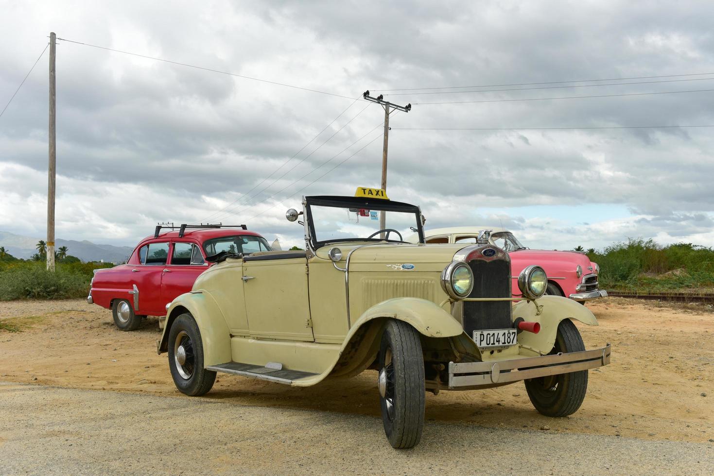 casilda, Cuba - jan 12, 2017 - klassiek auto's, rennen net zo taxi's in casilda, Cuba. foto