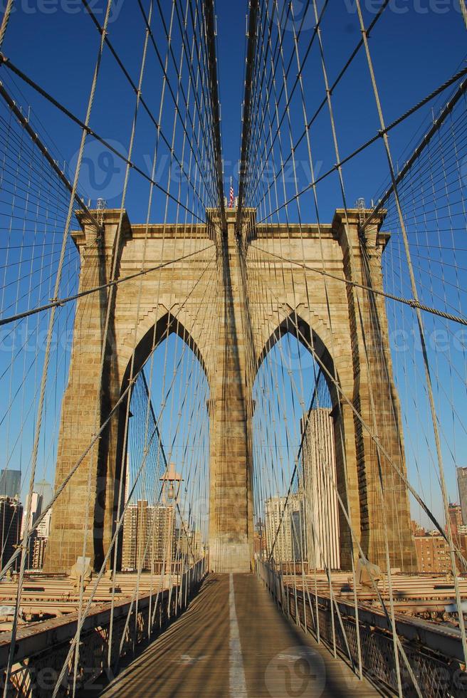 downtown nyc horizon van de Brooklyn brug. foto