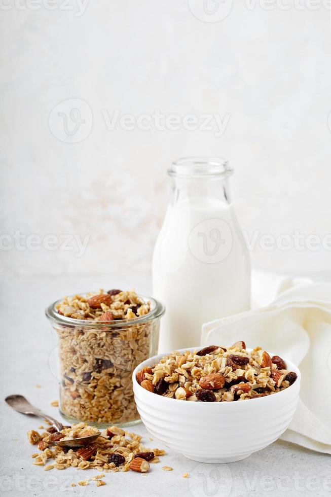 eigengemaakt muesli met kokosnoot en amandelen foto