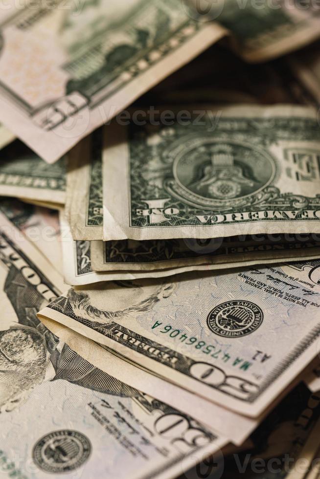 detailopname van de verschillend ons dollar rekeningen. foto