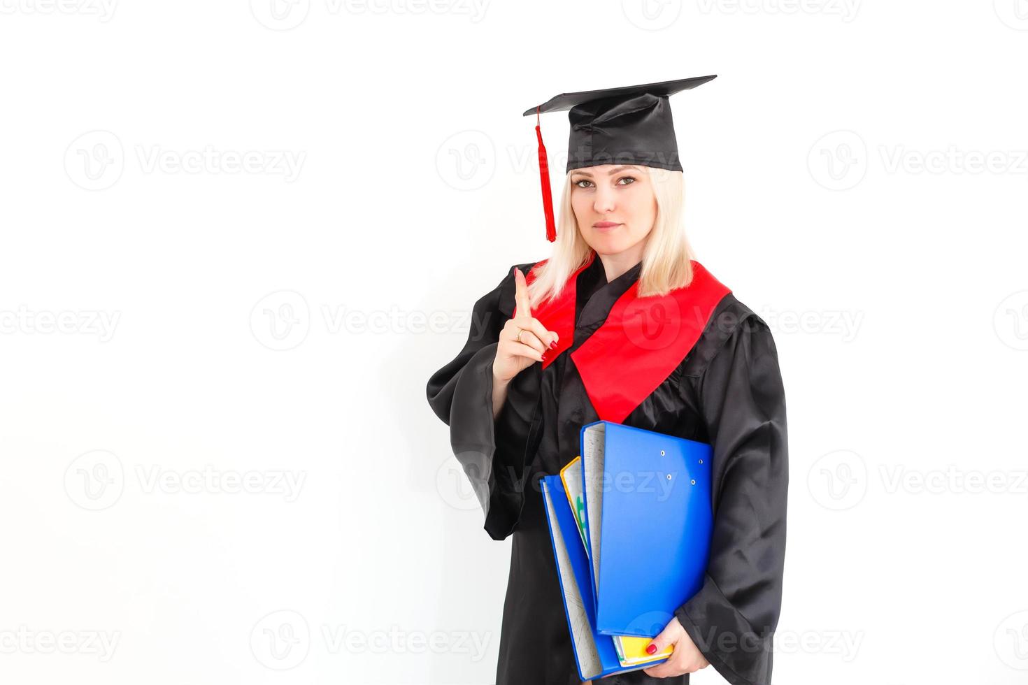 gelukkig afstuderen leerling met diploma foto