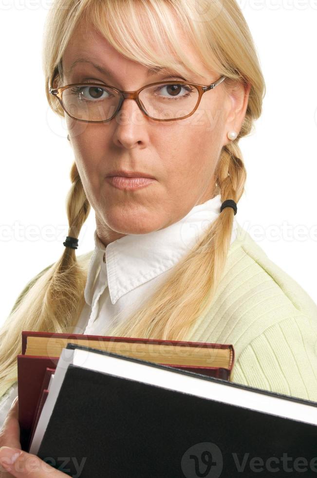 aantrekkelijk leerling draag- haar boeken foto