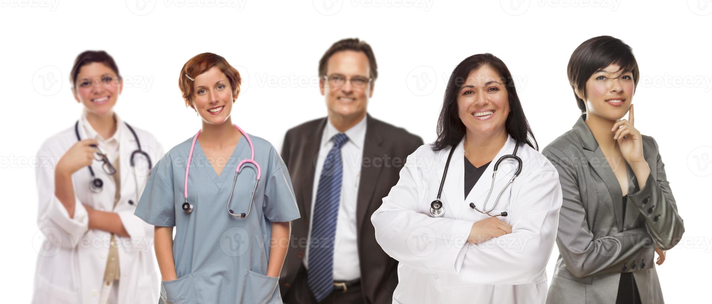 groep van medisch en bedrijf mensen Aan wit foto