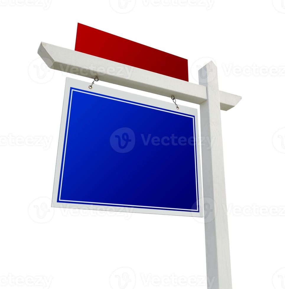 blanco blauw en rood echt landgoed teken Aan wit foto