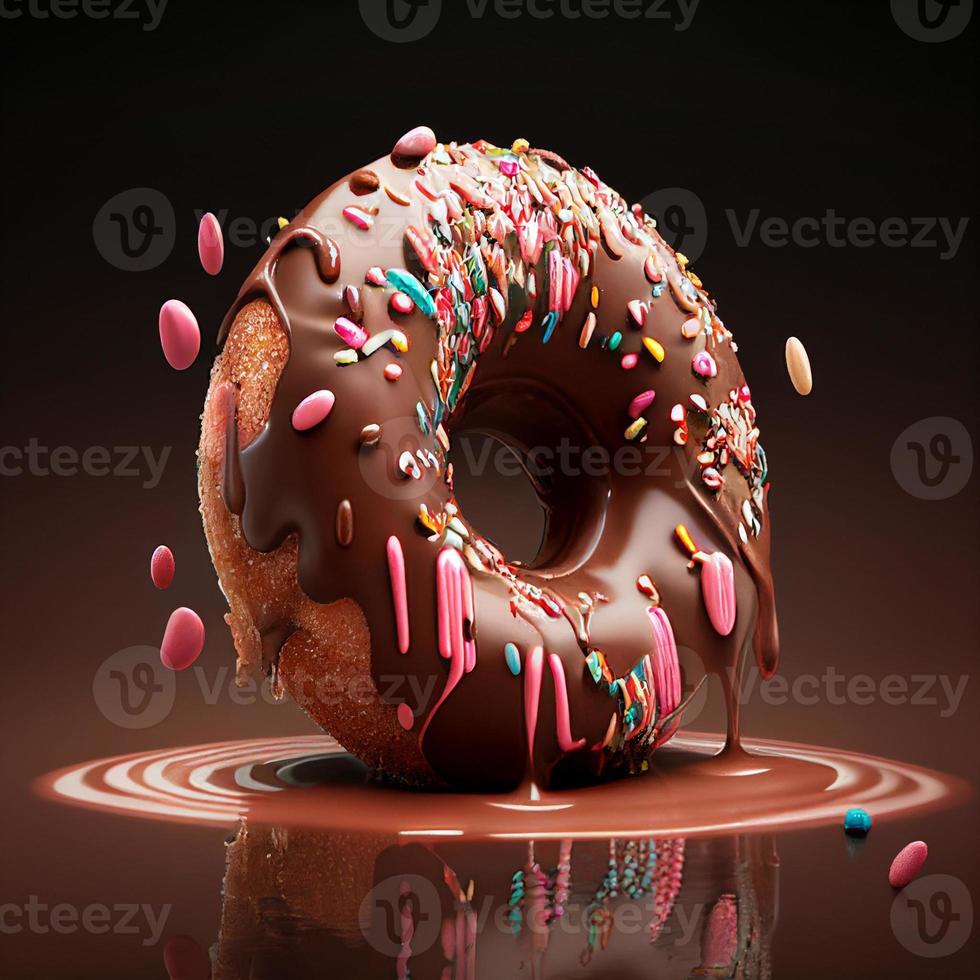 bakken donut met een zoet plons foto