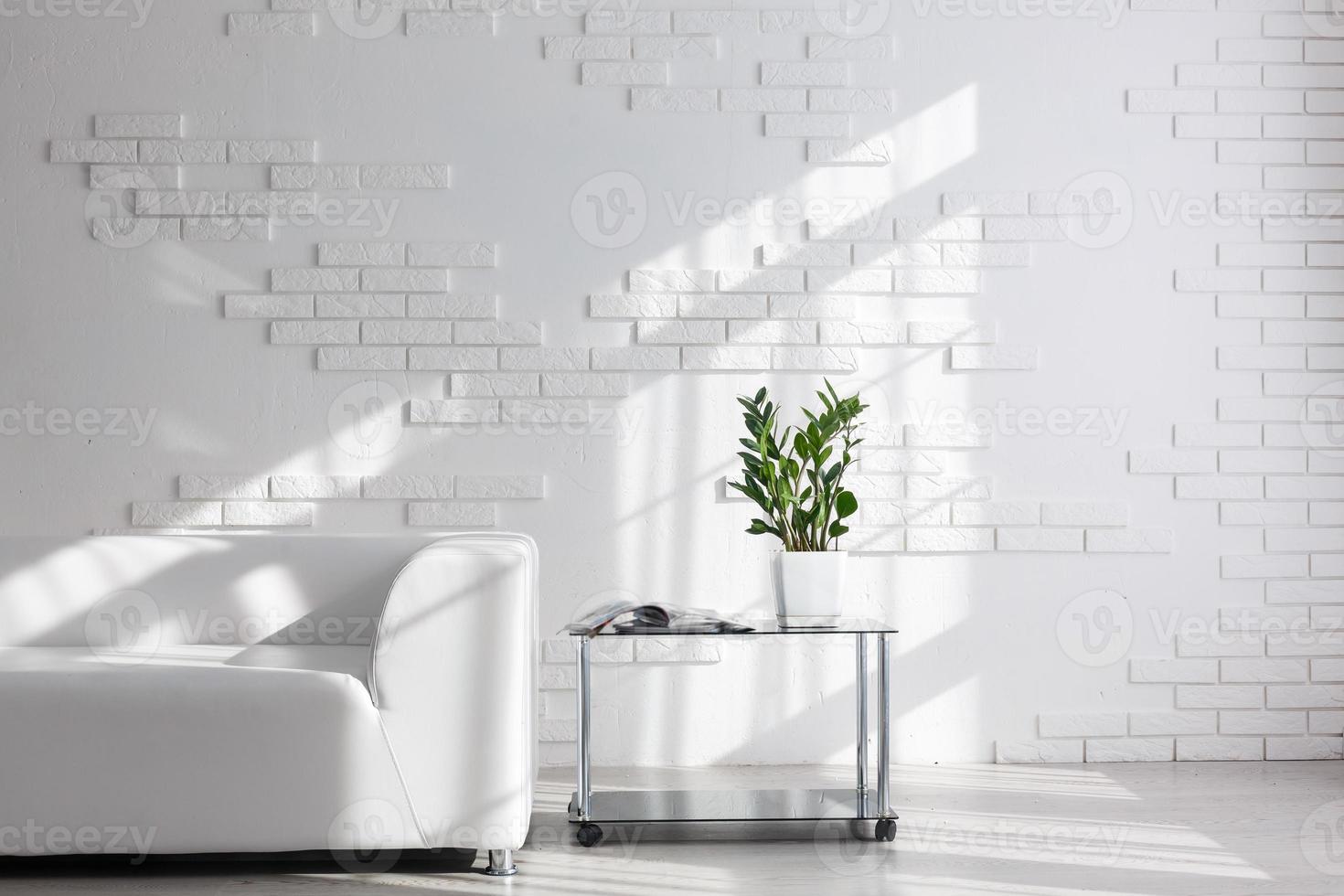 mooi interieur kamer met een bank. minimalisme. concept ontwerp, vernieuwing, huisvesting, huis foto