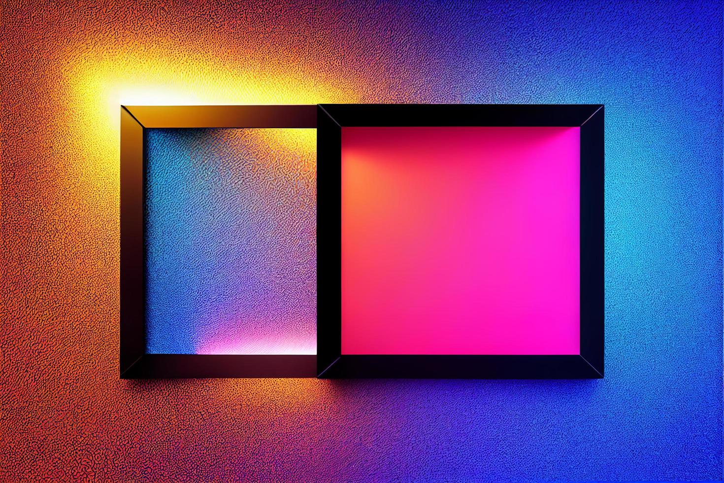 plein rechthoek afbeelding kader met twee toon neon kleur beweging grafisch Aan geïsoleerd zwart achtergrond foto