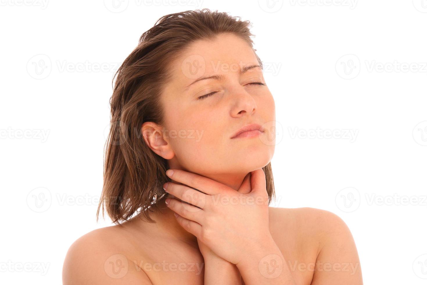 vrouw met keel pijn foto