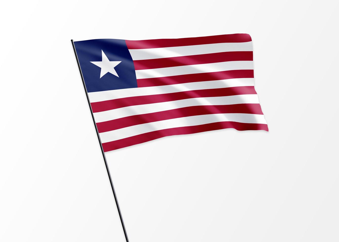 Liberia vlag vliegend hoog in de geïsoleerd achtergrond Liberia onafhankelijkheid dag foto