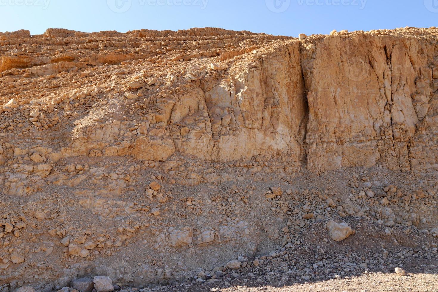 ramon krater is een erosie krater in de negev woestijn in zuidelijk Israël. foto