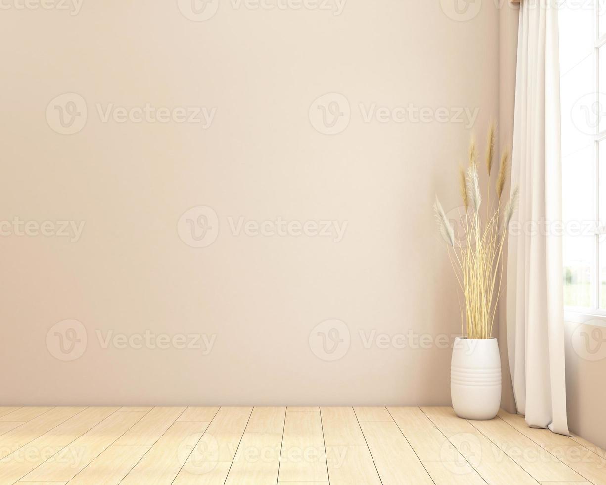 minimalistische leeg kamer versierd met hout verdieping.3d renderen foto