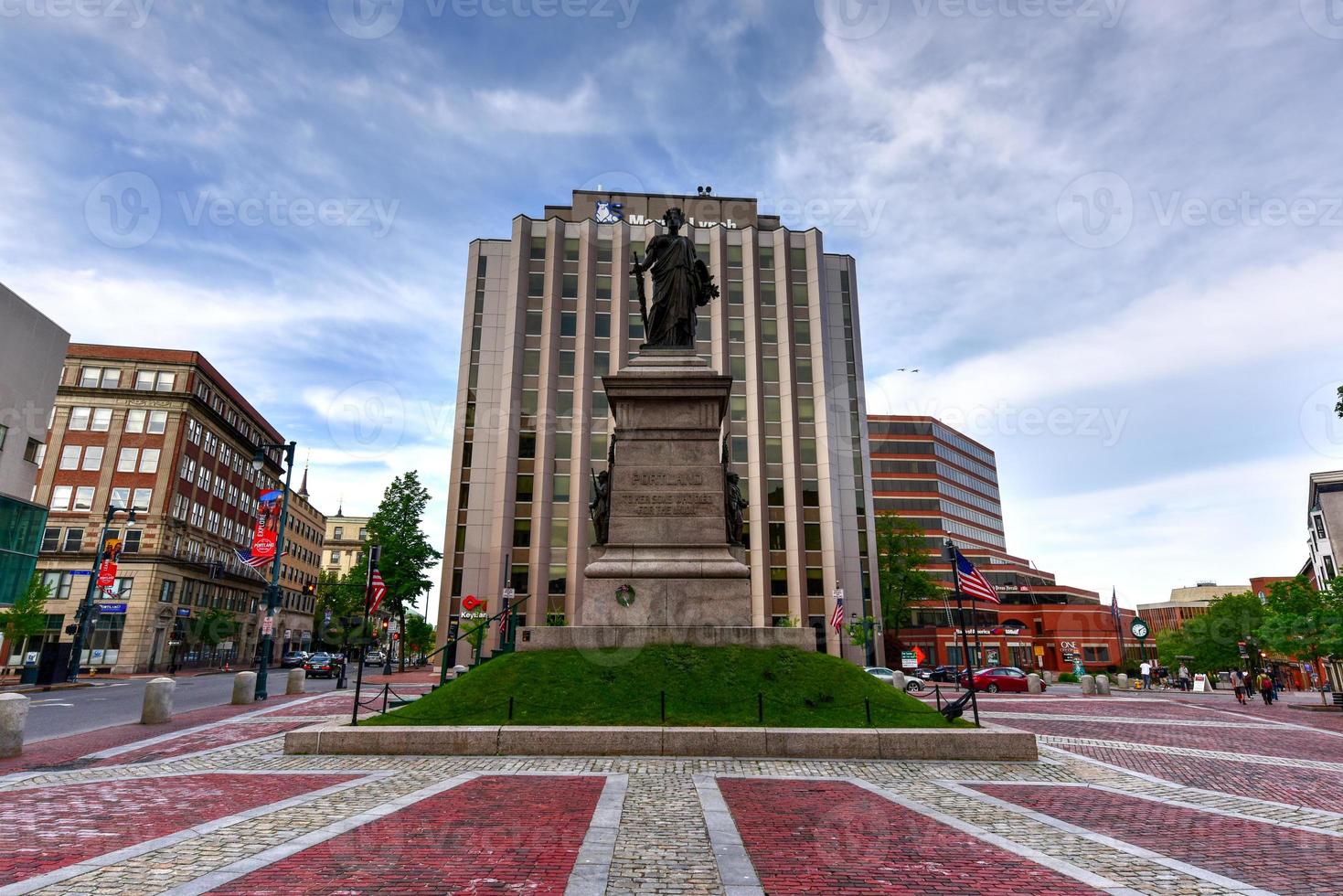 de Portland soldaten en zeelieden monument gelegen in de centrum van monument vierkant, Aan de voormalig plaats van portlands 1825 stad hal, 2022 foto