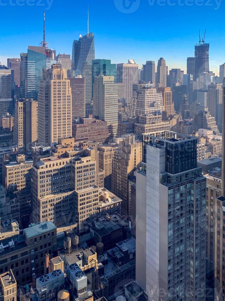 panoramisch visie van de nieuw york stad horizon en Midtown Manhattan. foto