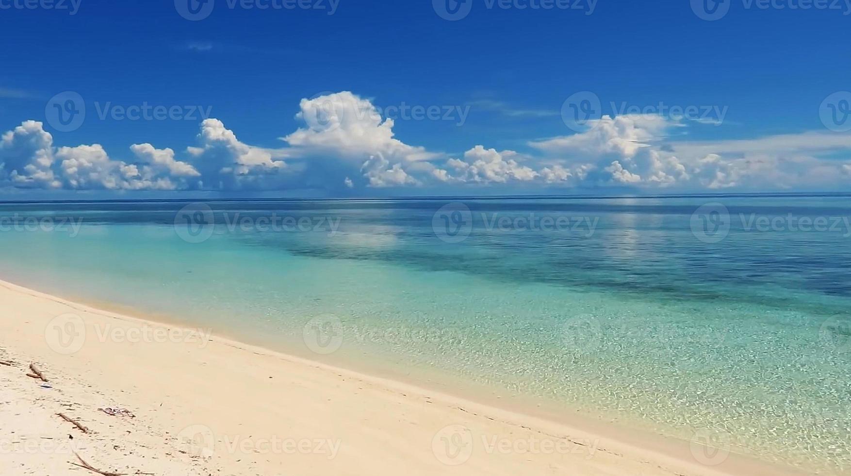 tropisch paradijs strand met wit zand en palm bomen panoramisch toerisme foto