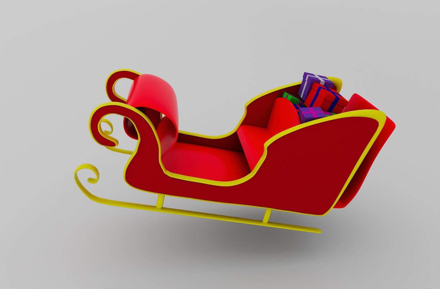 Kerstmis slee met geschenk doos 3d illustratie Aan wit achtergrond. foto