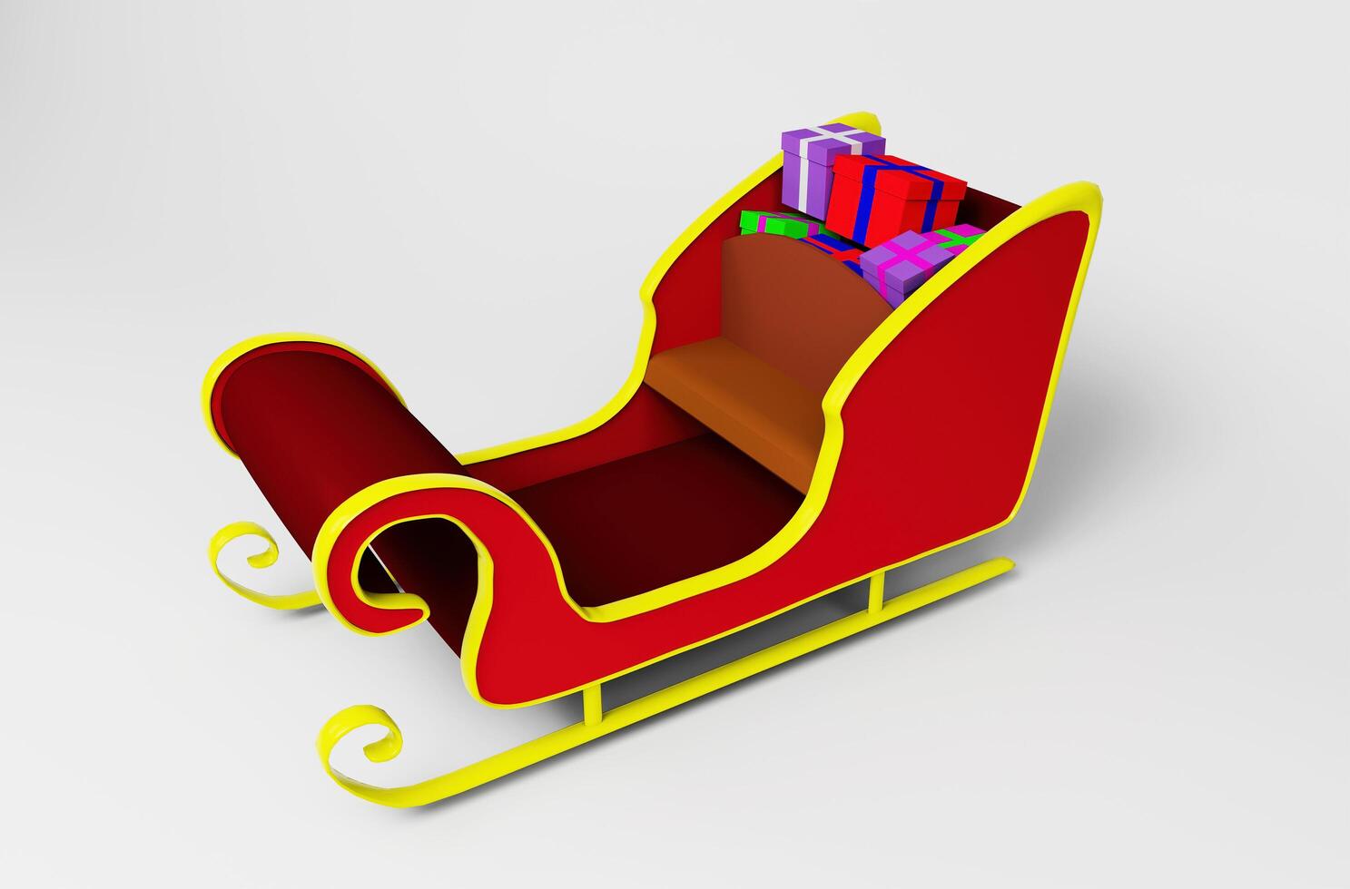 Kerstmis slee met geschenk doos 3d illustratie Aan wit achtergrond. foto