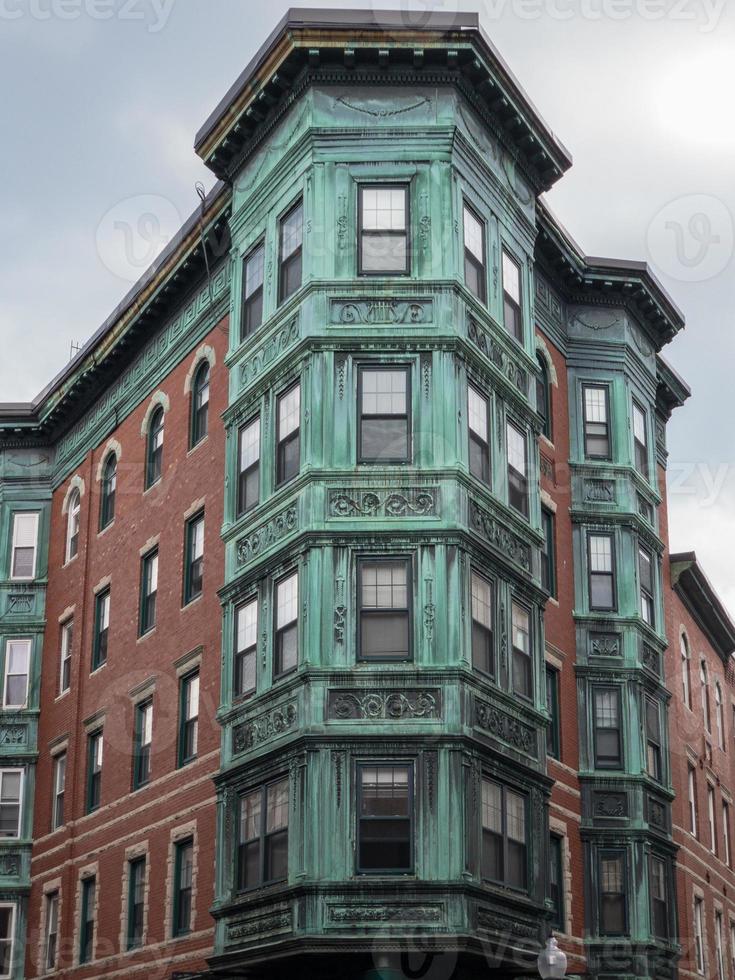 koper tripartiete, baai ramen in de noorden einde buurt van Boston, massachusetts. foto