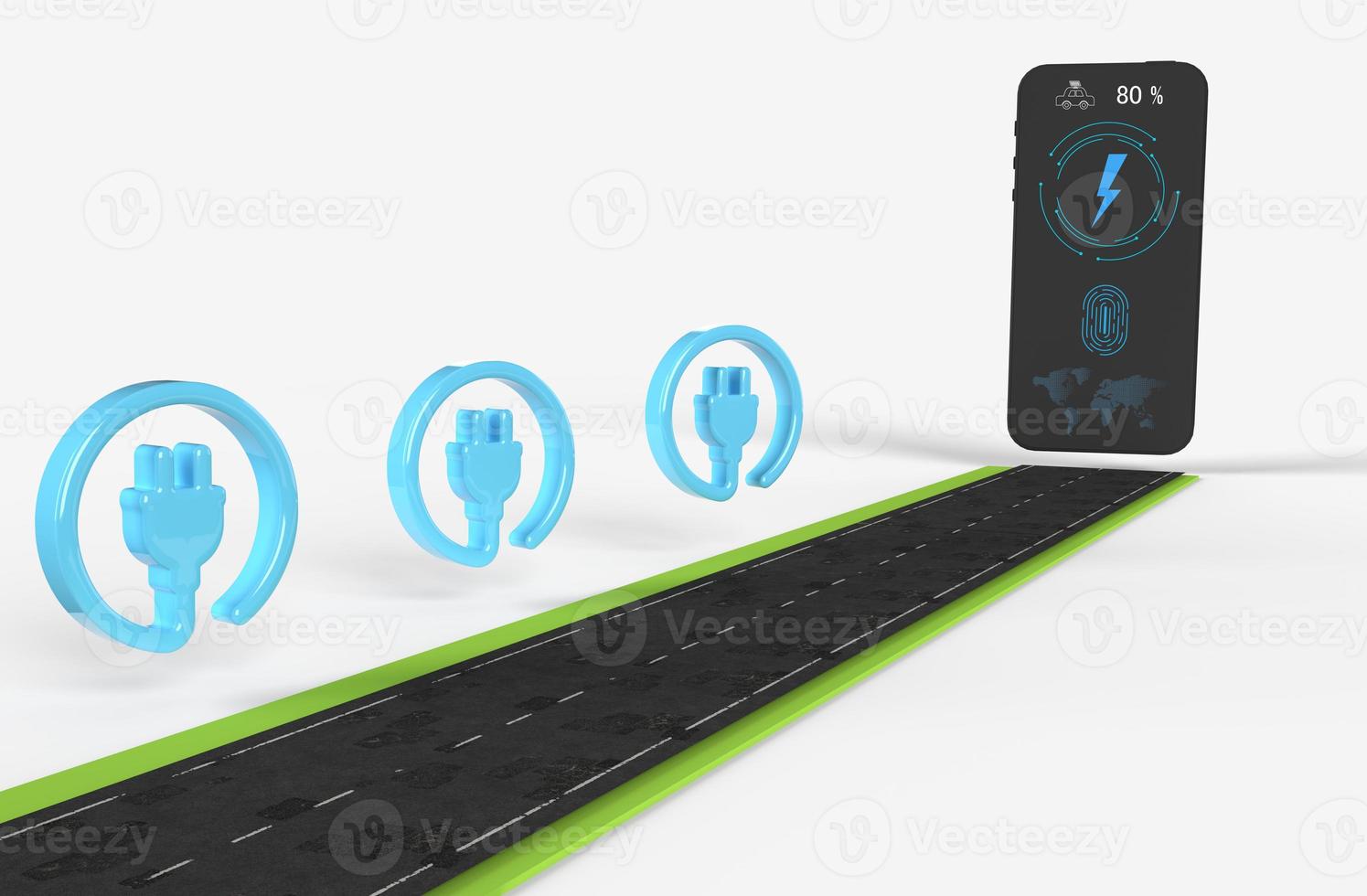 3d realistisch isometrische ev opladen station voor elektrisch auto met mobiel app Scherm oplader toestand. auto oplader. elektromobiel opladen station. foto