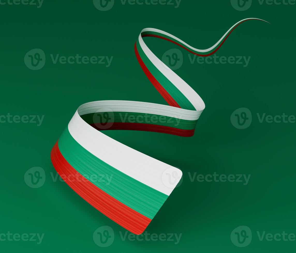 bulgarije vlag, 3d illustratie Aan een groen achtergrond foto