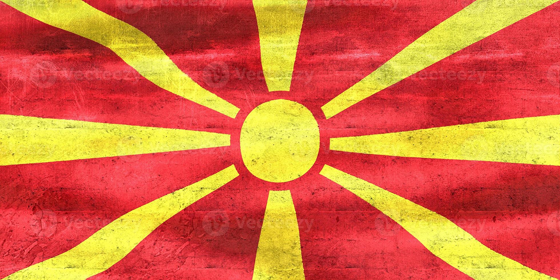 3D-illustratie van een vlag van Noord-Macedonië - realistische wapperende stoffen vlag foto