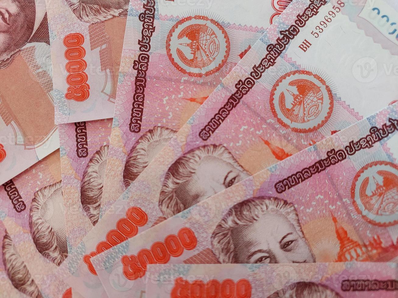 Laos kip bankbiljetten detailopname. geld achtergrond. Laos valuta - kip. patroon structuur en achtergrond van Laos kip geld, valuta bankbiljetten klaar voor uitwisseling en bedrijf investering. foto