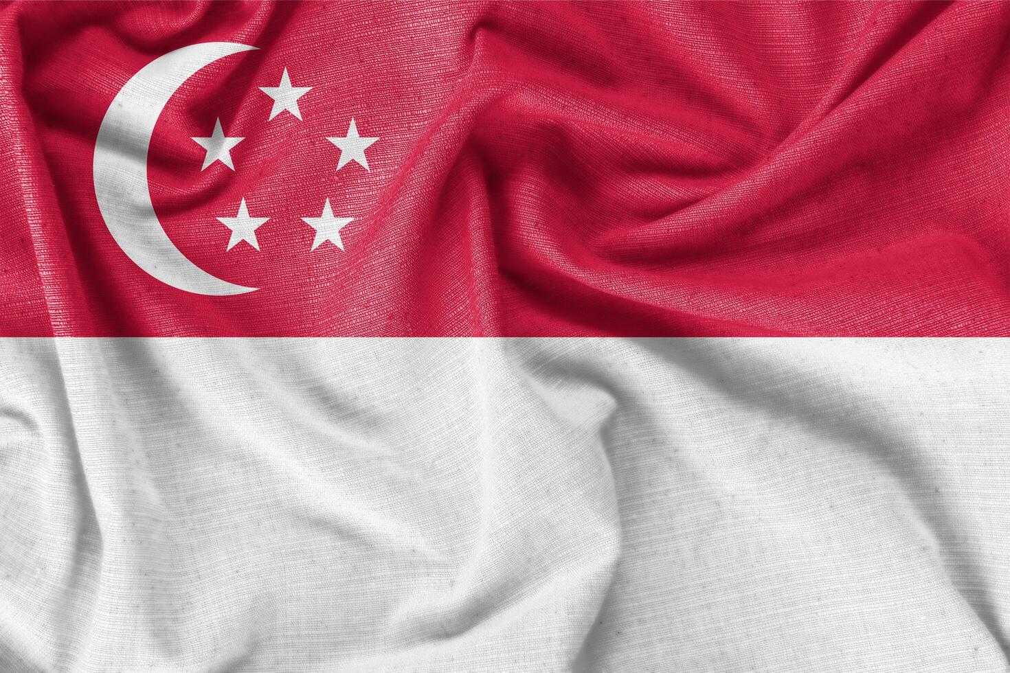 Singapore land vlag achtergrond realistisch zijde kleding stof foto