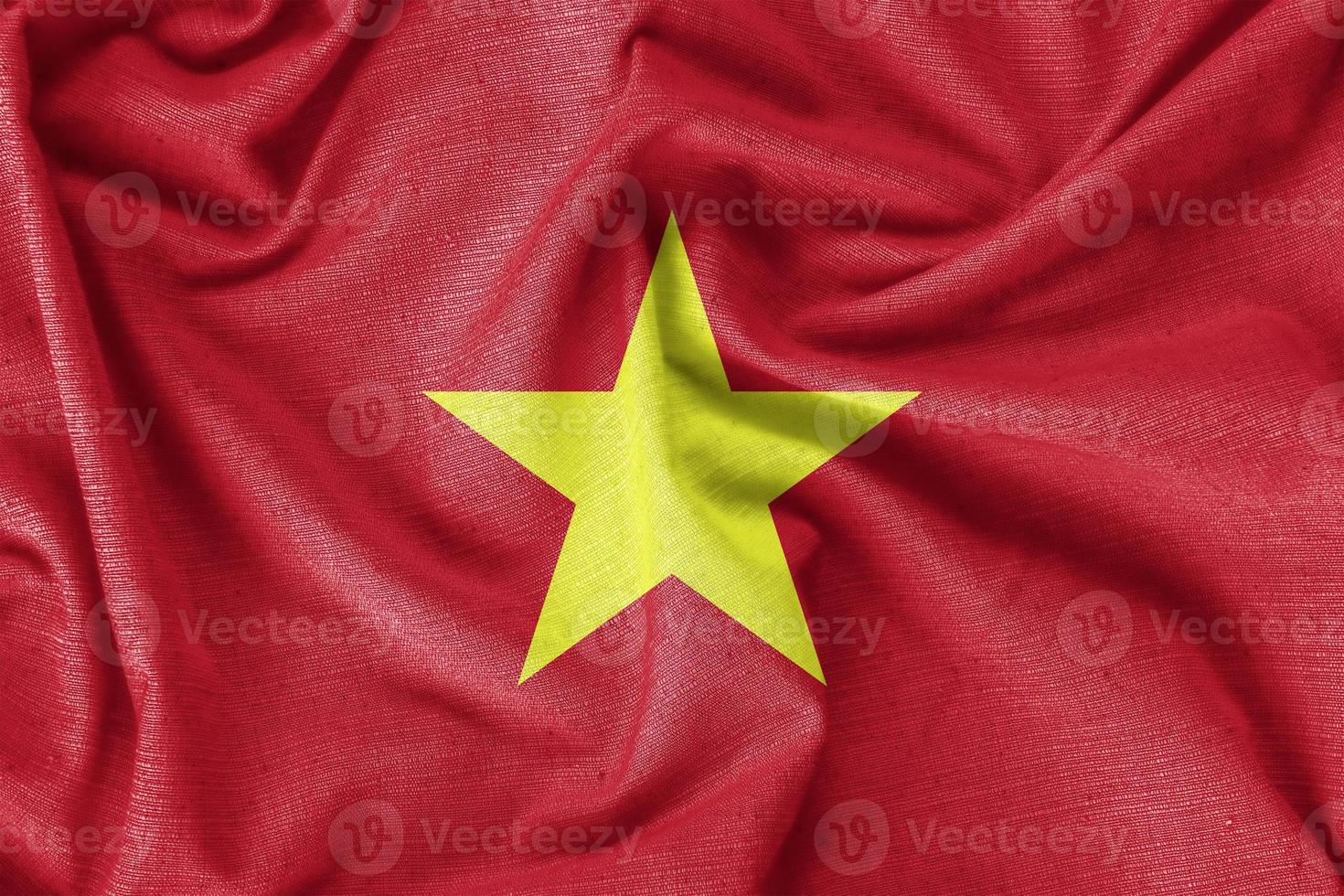 Vietnam land vlag achtergrond realistisch zijde kleding stof foto