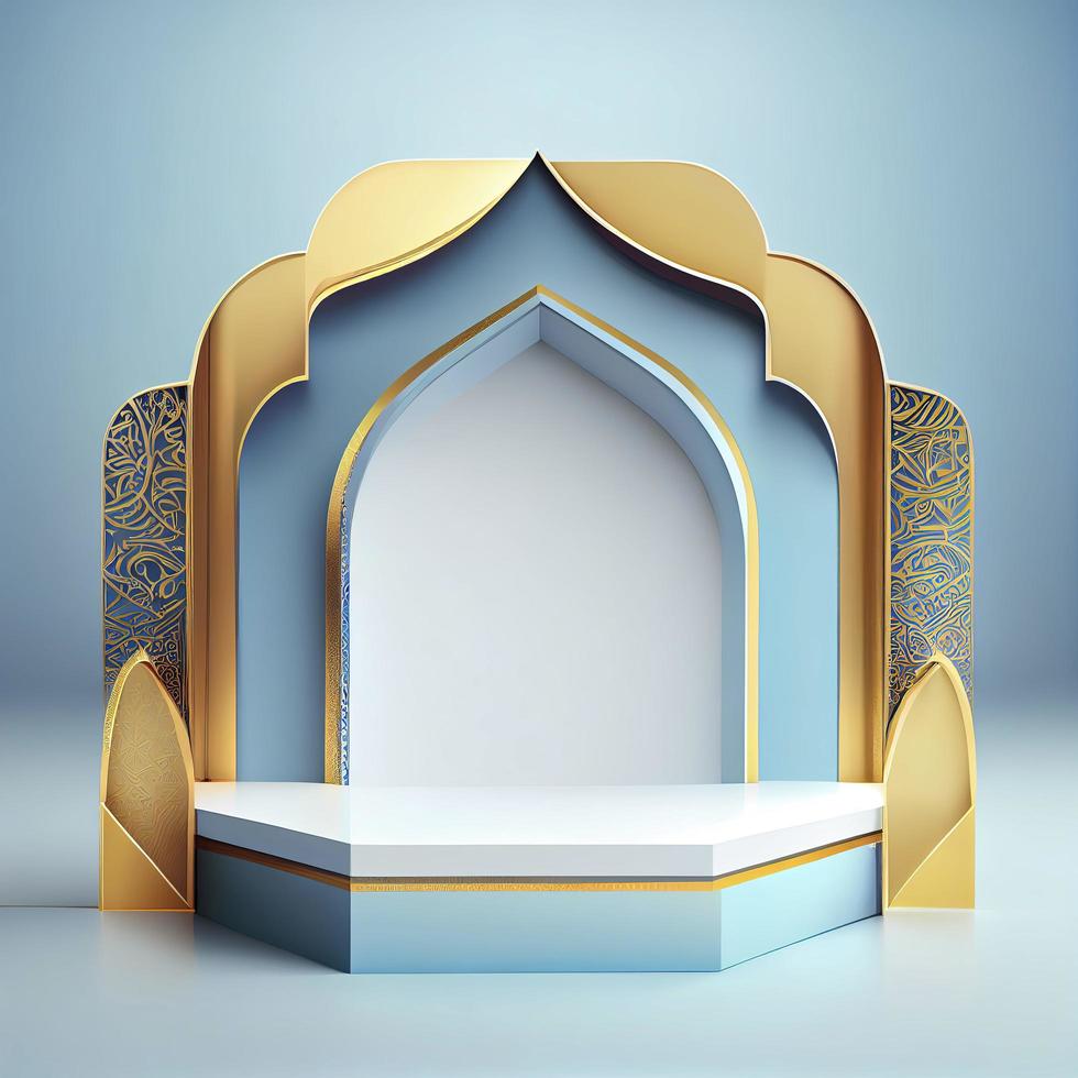 3d geven illustratie van moskee stadium voor podium of Ramadan Product Scherm foto